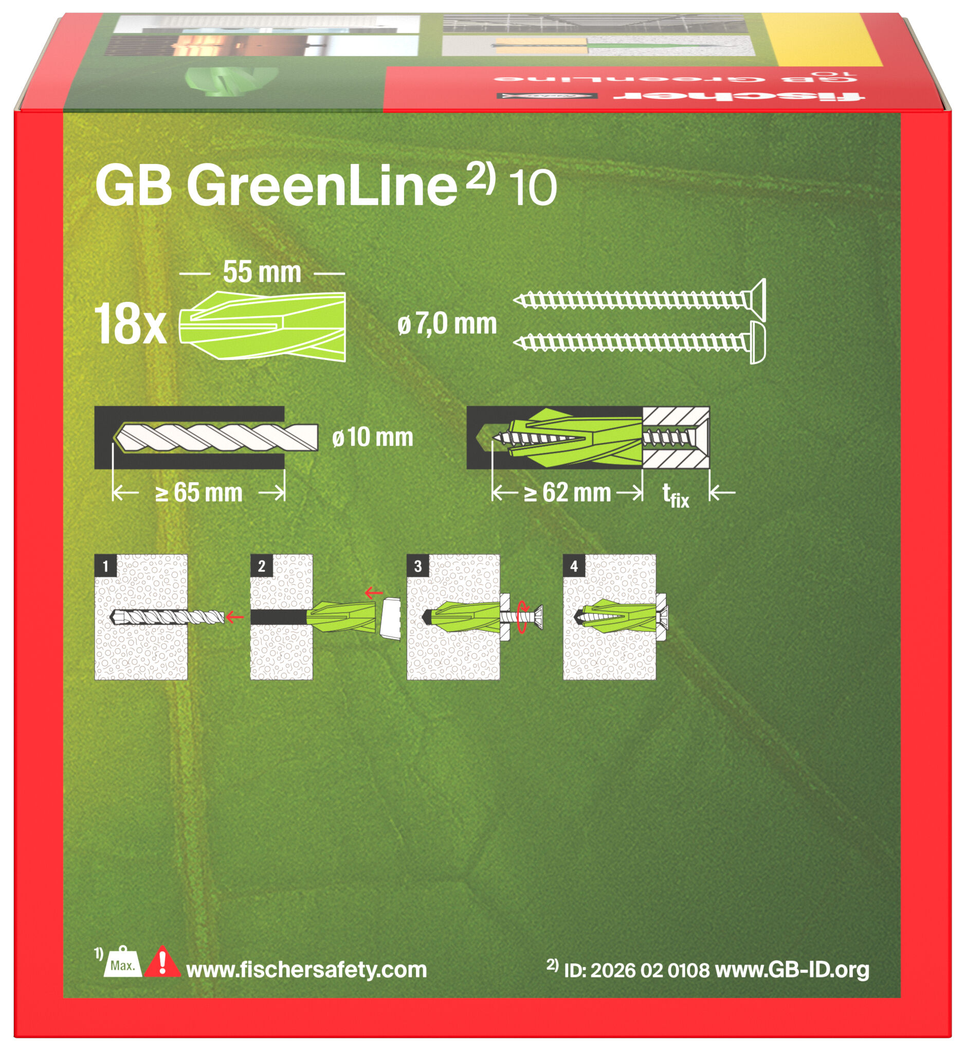 Packaging: "Cheville pour béton cellulaire GB GreenLine 10"