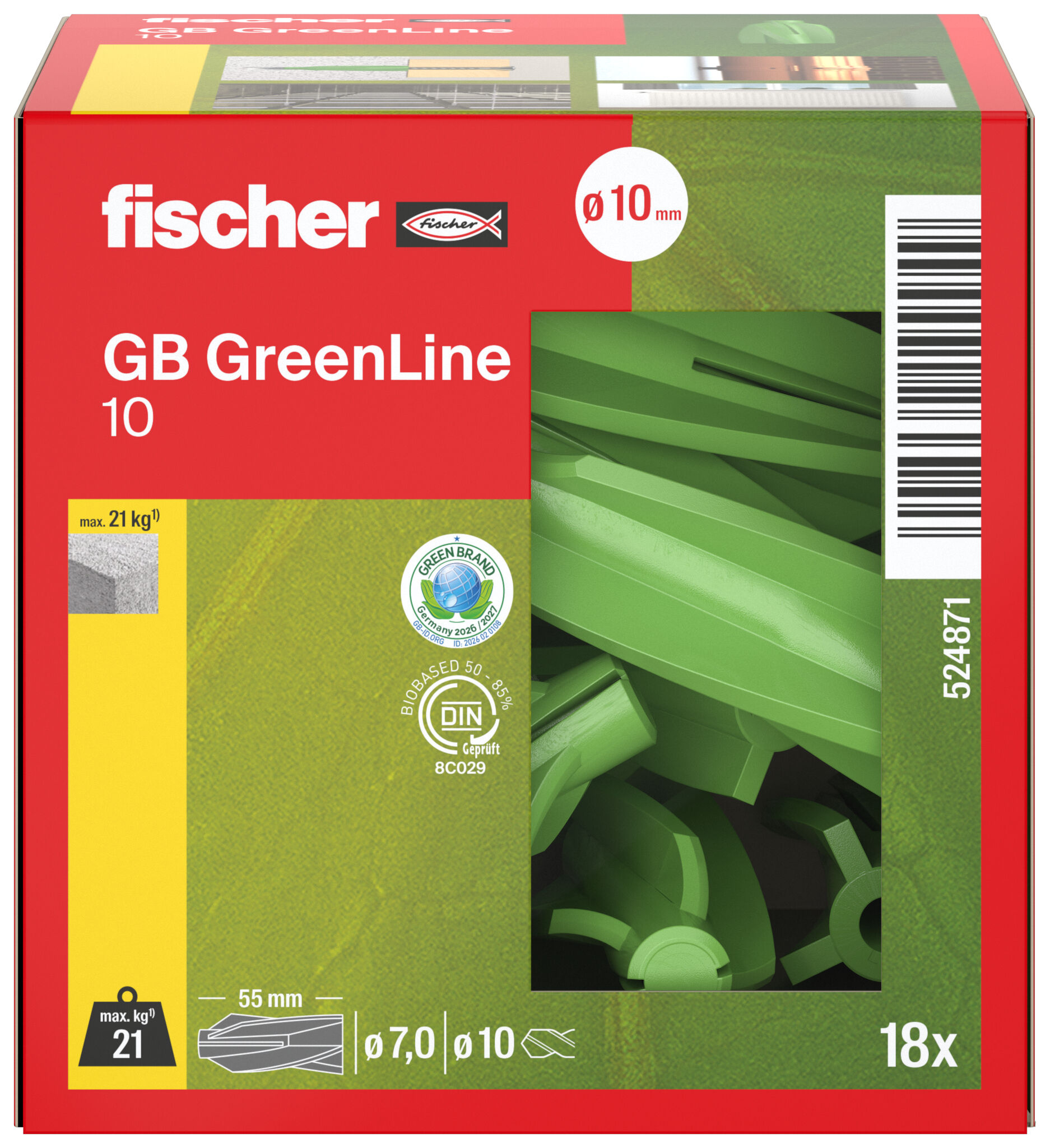 Packaging: "Cheville pour béton cellulaire GB GreenLine 10"