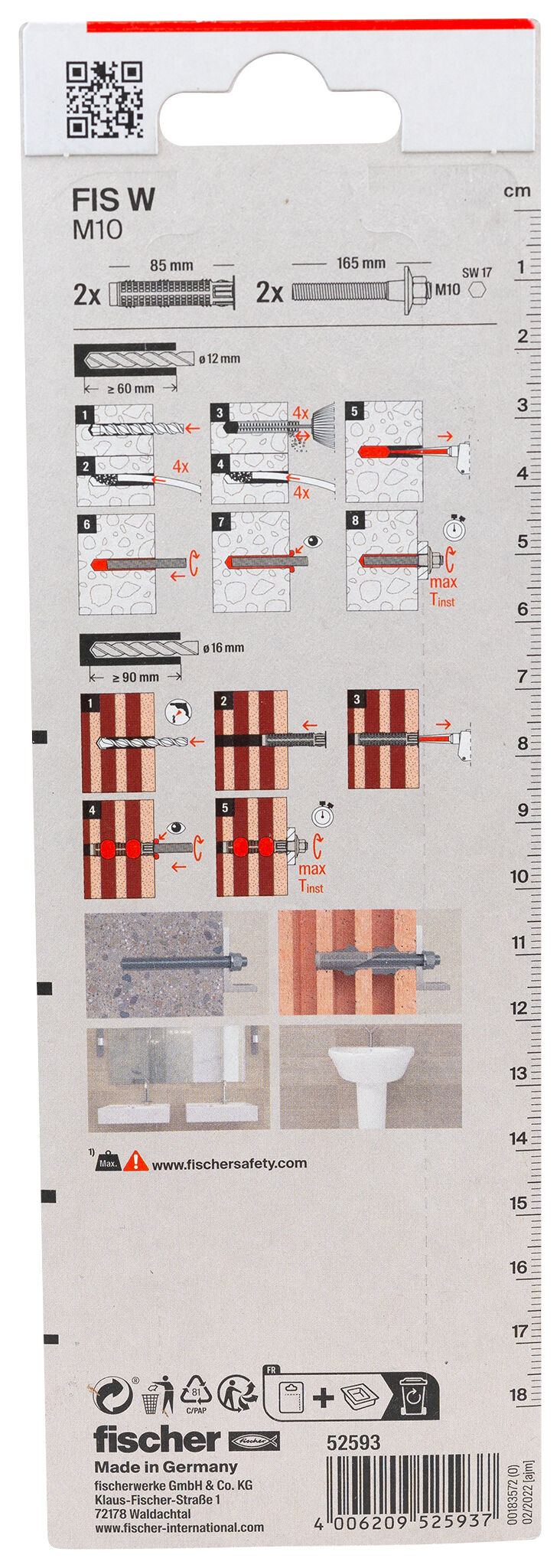 Verpackung: "fischer Injekt.Waschtischbef. FIS W M10"