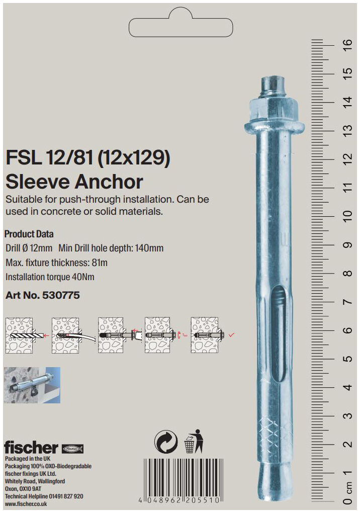 Packaging: "fischer sleeve anchor FSL 12/81 B"
