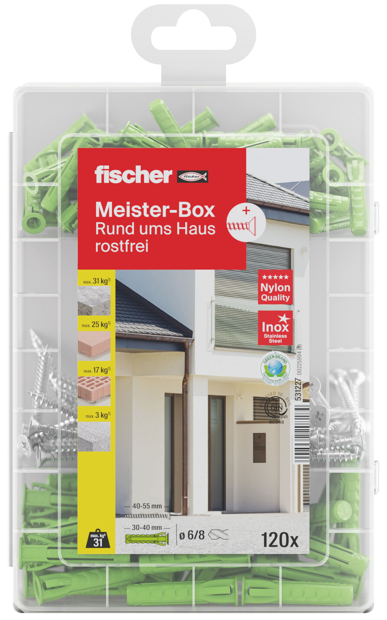 Packaging: "Meister-Box GreenLine SX met RVS A2 schroeven"