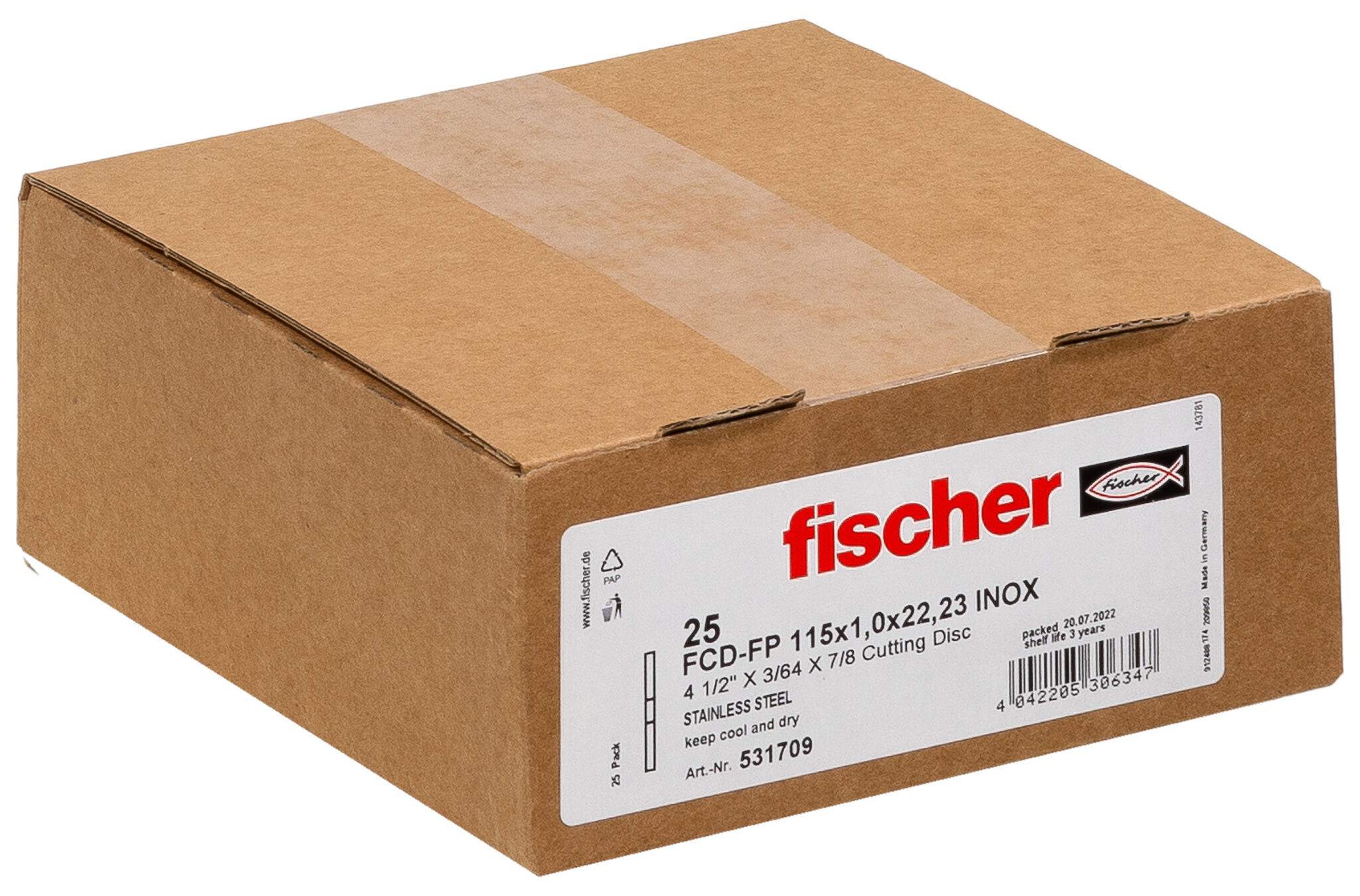 Verpackung: "fischer Trennscheibe FCD-FP 115 x 1,0 x 22,23 Inox"