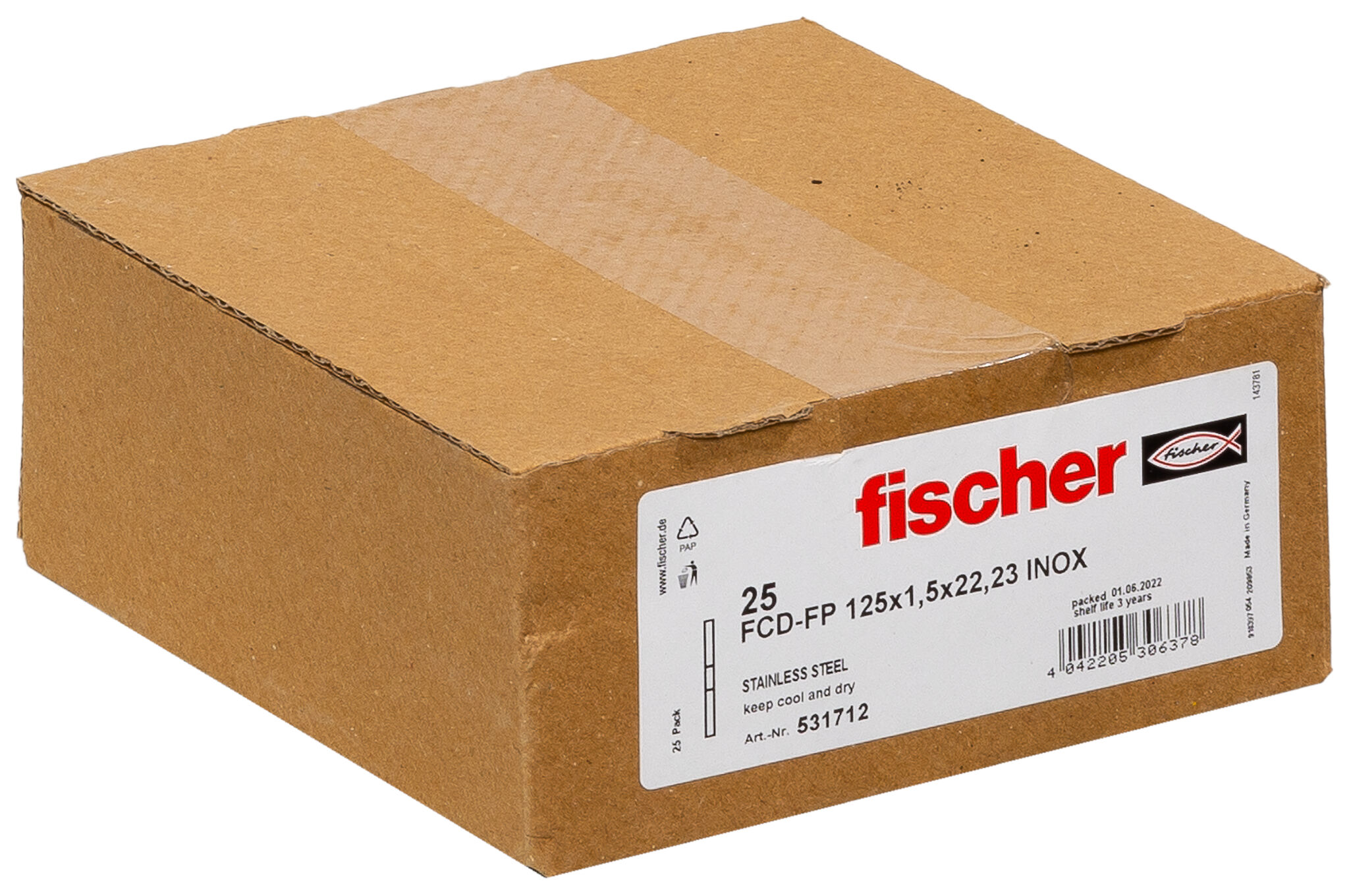 Packaging: "fischer FCD-FP 125x1,5x22,23 Δίσκος κοπής inox"