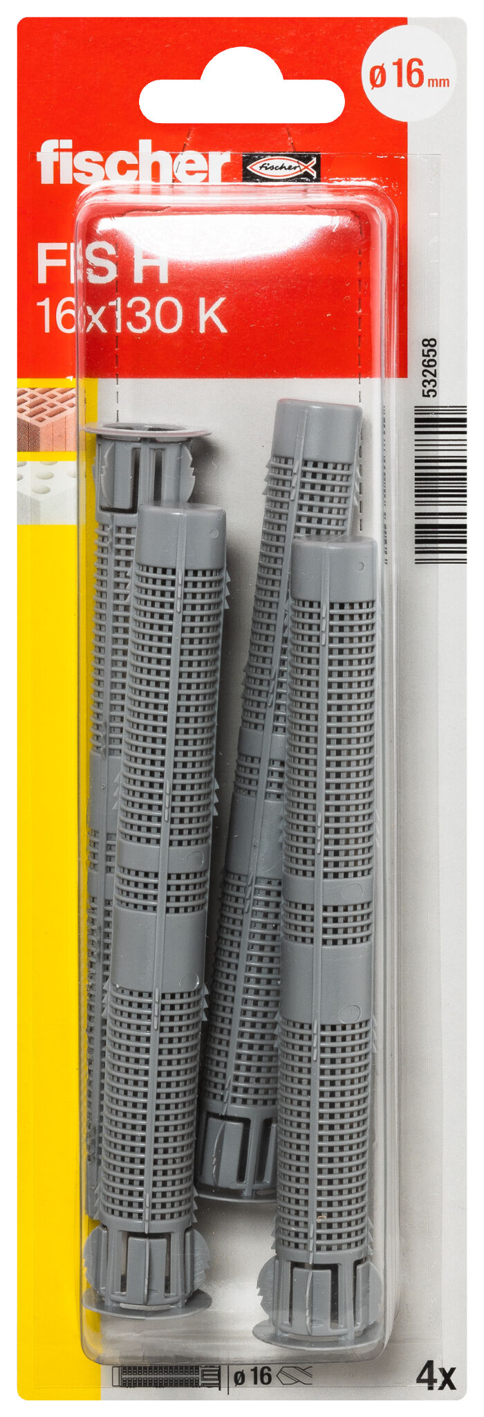 Packaging: &quot;fischer Injection anchor sleeve FIS H 16 x 130 K plastic SB-card&quot;