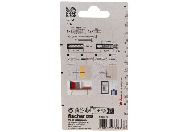 Packaging: "fischer Turbo aircrete anchor FTP K 4 K SB-card"