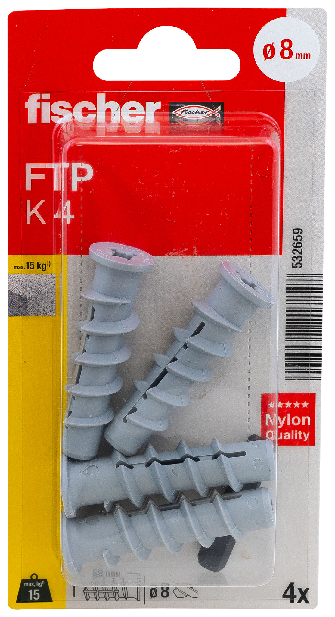 Packaging: "fischer Turbo aircrete anchor FTP K 4 K SB-card"