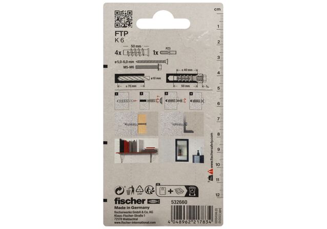Packaging: "fischer Turbo aircrete anchor FTP K 6 K SB-card"