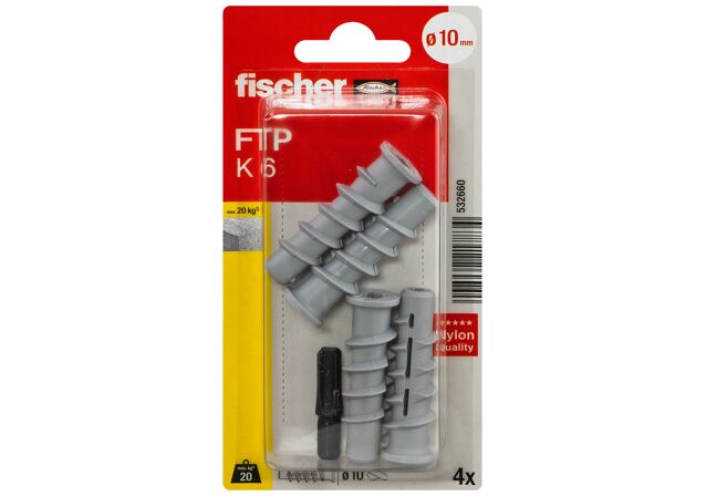 Packaging: "fischer Turbo aircrete anchor FTP K 6 K SB-card"