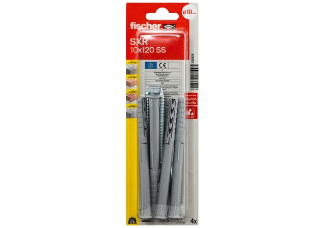 Packaging: "fischer Frame fixing SXR 10 x 120 SS K with hexagonal screw"