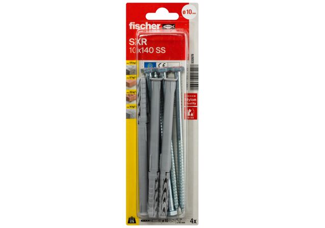 Packaging: "fischer Constructieplug SXR 10 x 140 SS zeskante bout"