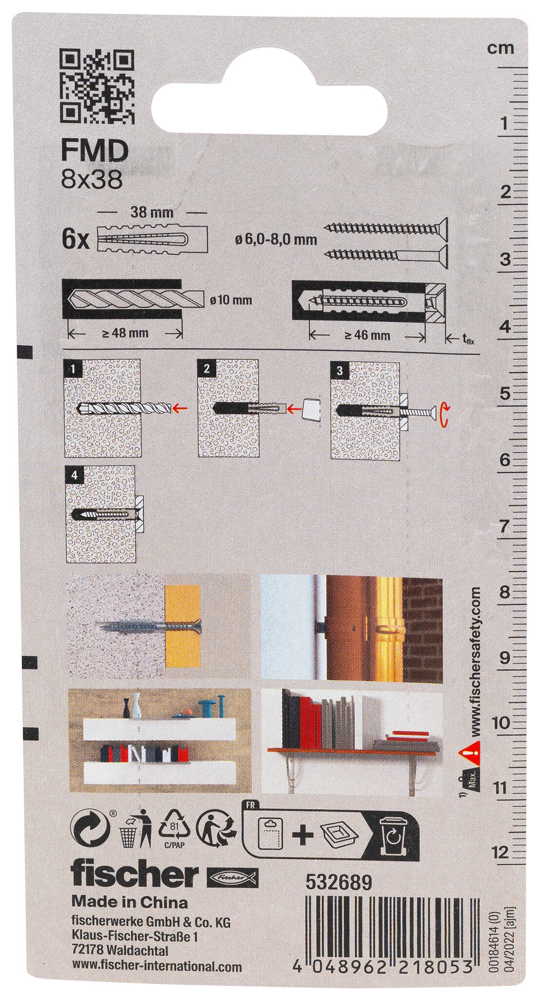 Verpackung: "fischer Metallspreizdübel FMD 8 x 38"