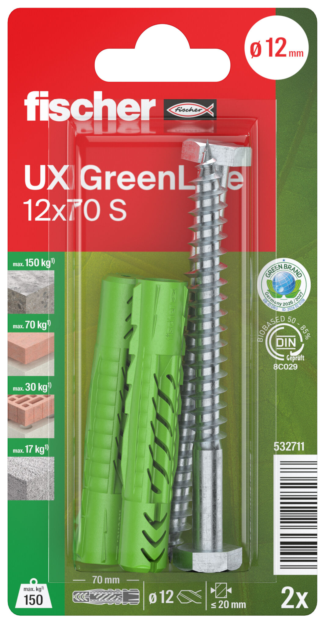 Packaging: "UX GreenLine 12 x 70 S K NV"