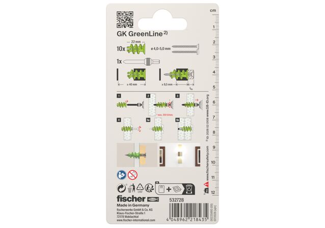 Verpackung: "fischer Gipskartondübel GK GreenLine"