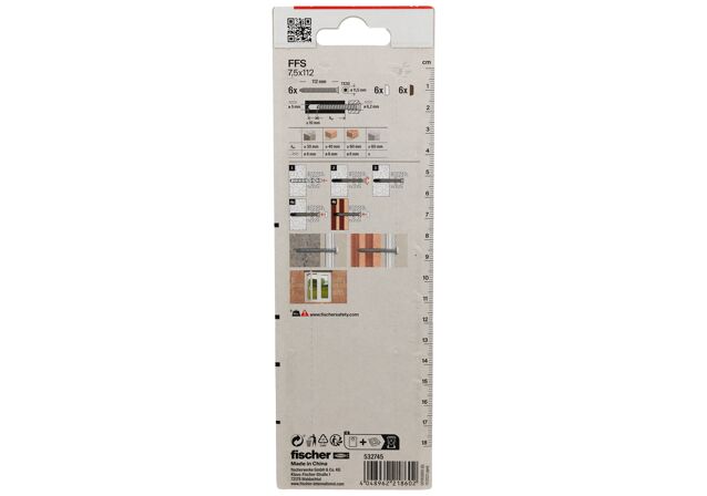 Packaging: "fischer Window frame screws FFS 7.5 x 112 TX30 K SB-card"