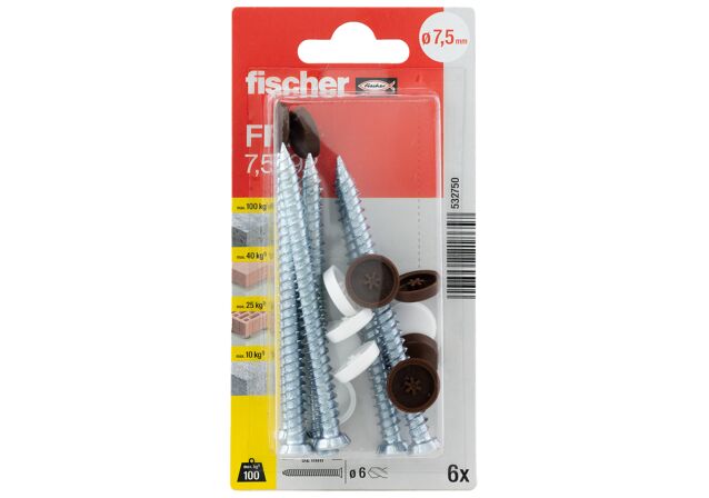 Packaging: "fischer Window frame screws FFS 7.5 x 92 TX30 K SB-card"