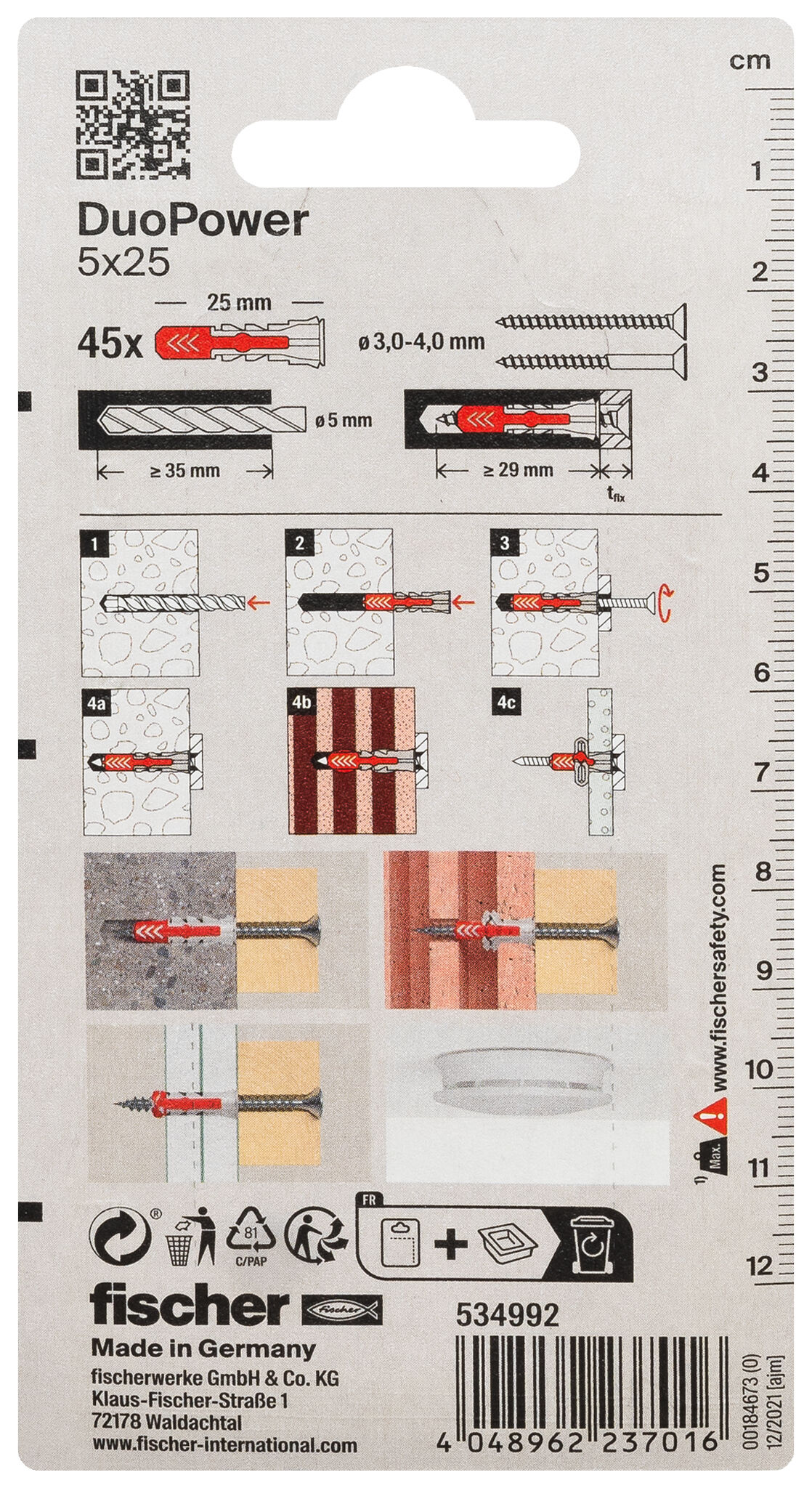 Packaging: "fischer DuoPower 5x25"