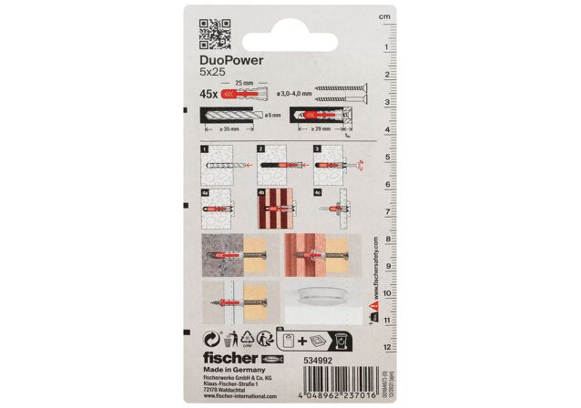 Packaging: "fischer DuoPower 5 x 25"