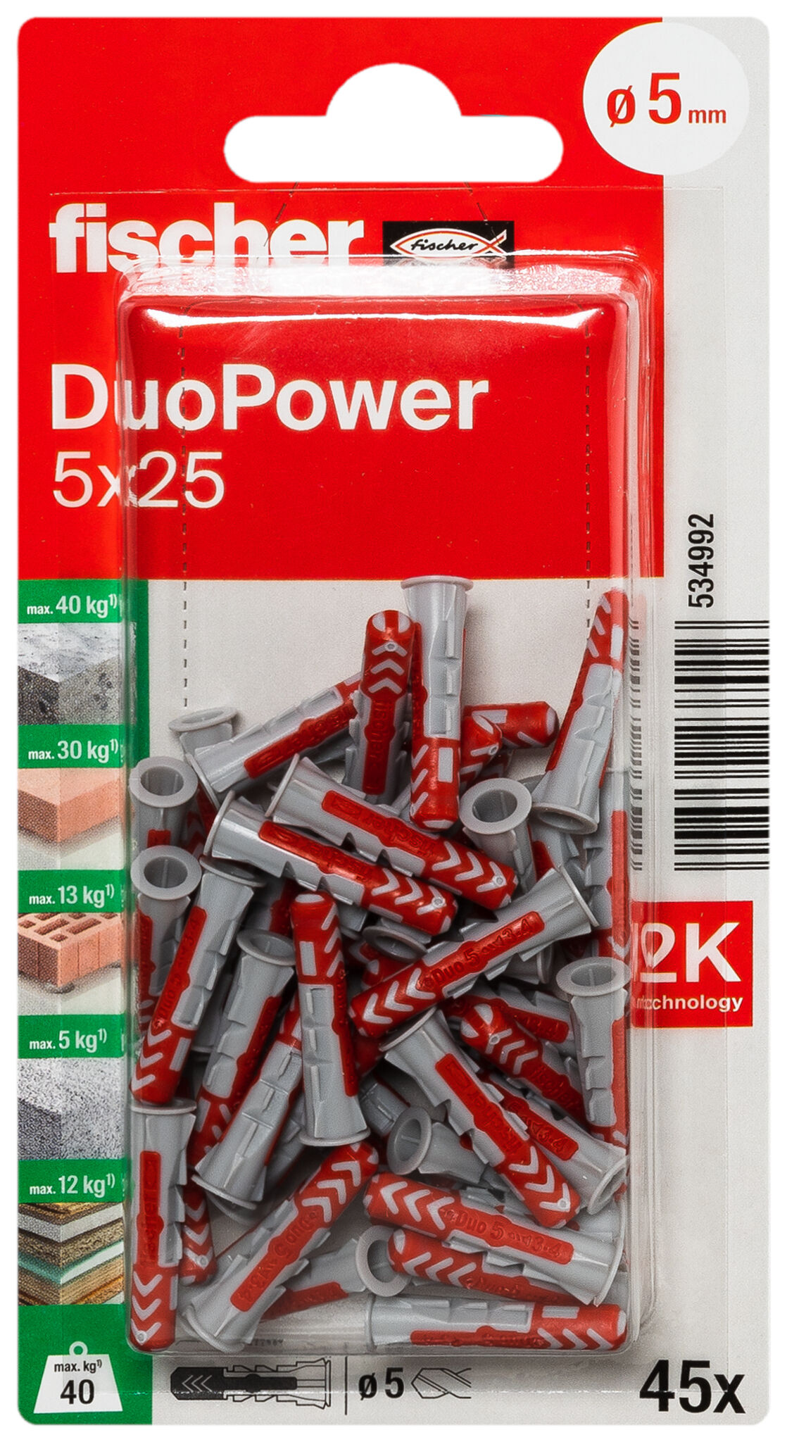Packaging: "fischer DuoPower 5x25"