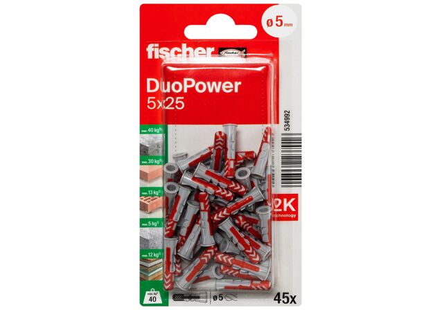Packaging: "fischer DuoPower 5 x 25"