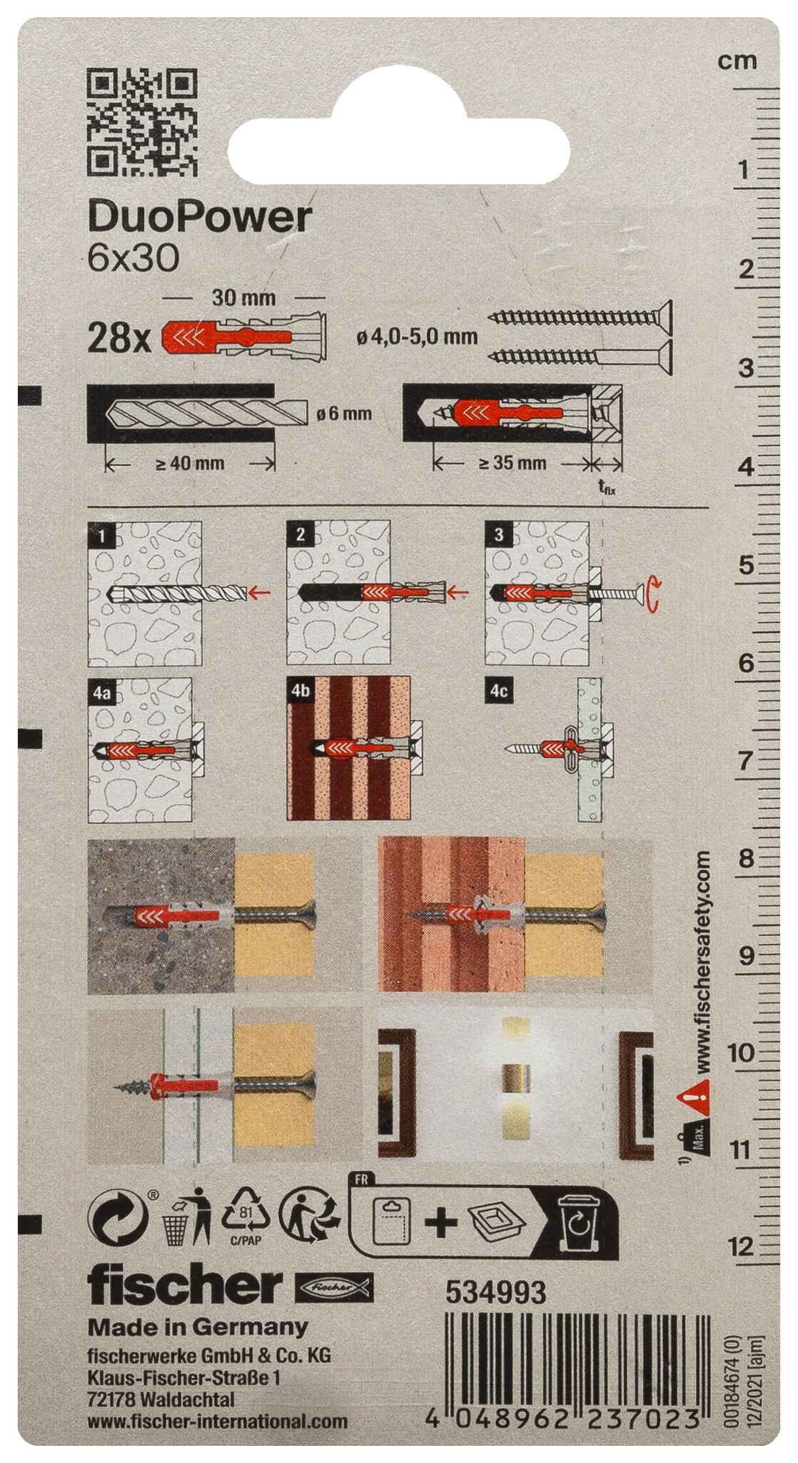 Verpackung: "fischer DuoPower 6 x 30"