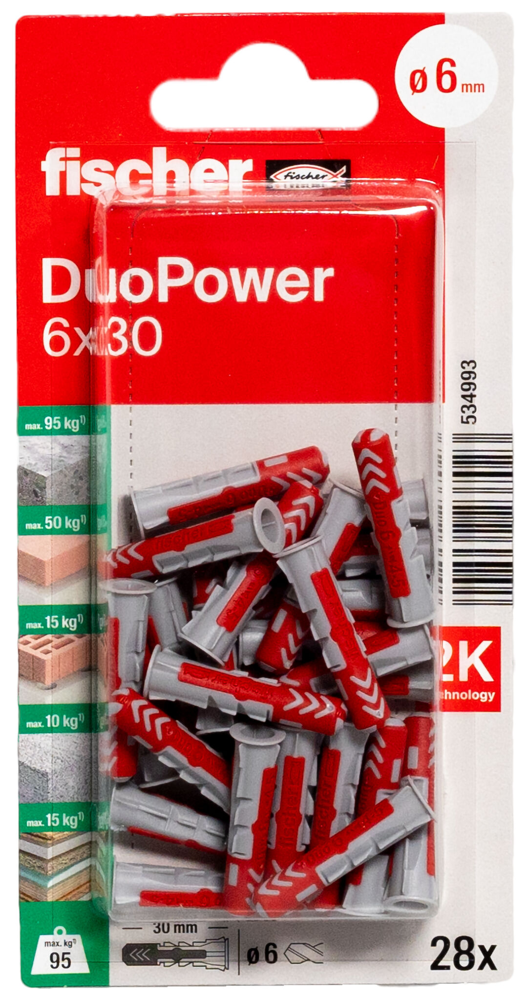 Verpackung: "fischer DuoPower 6 x 30"