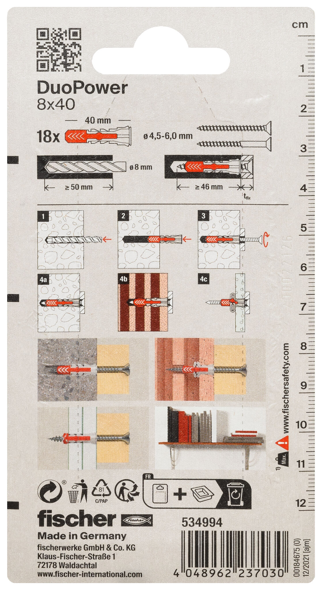 Packaging: "fischer DuoPower 8 x 40"