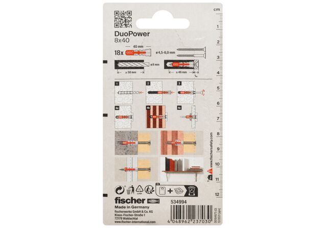 Packaging: "fischer DuoPower 8x40"