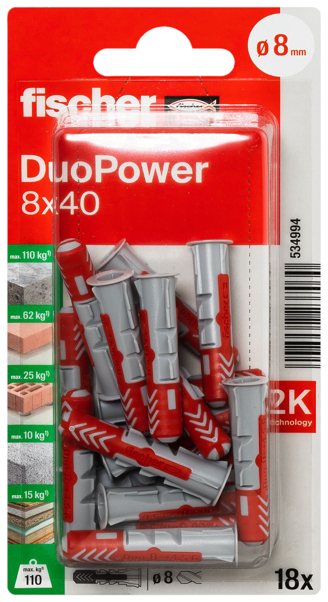 Packaging: "fischer DuoPower 8 x 40"