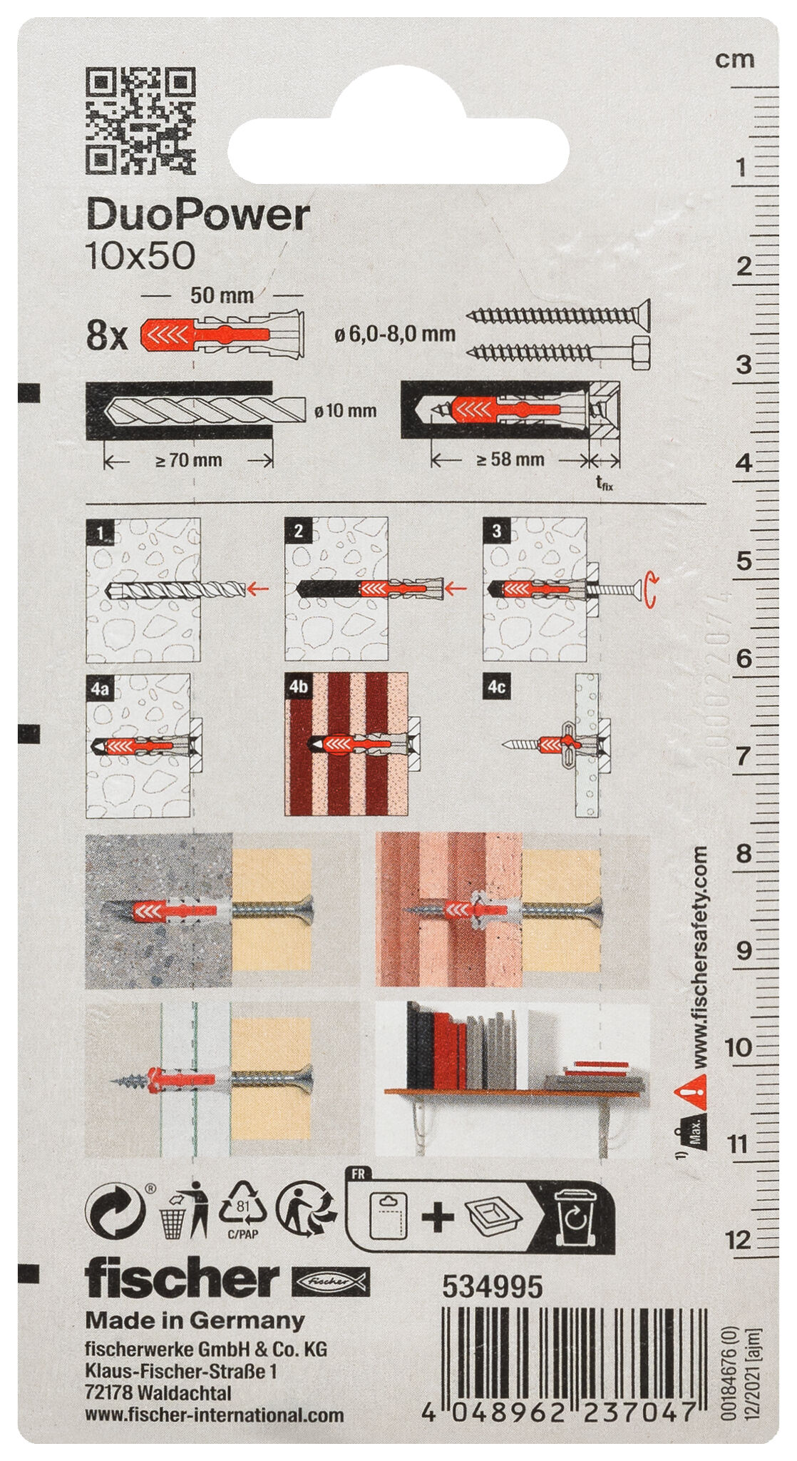Packaging: "fischer DuoPower 10x50"