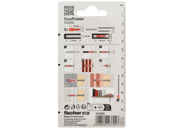 Packaging: "fischer DuoPower 10x50"