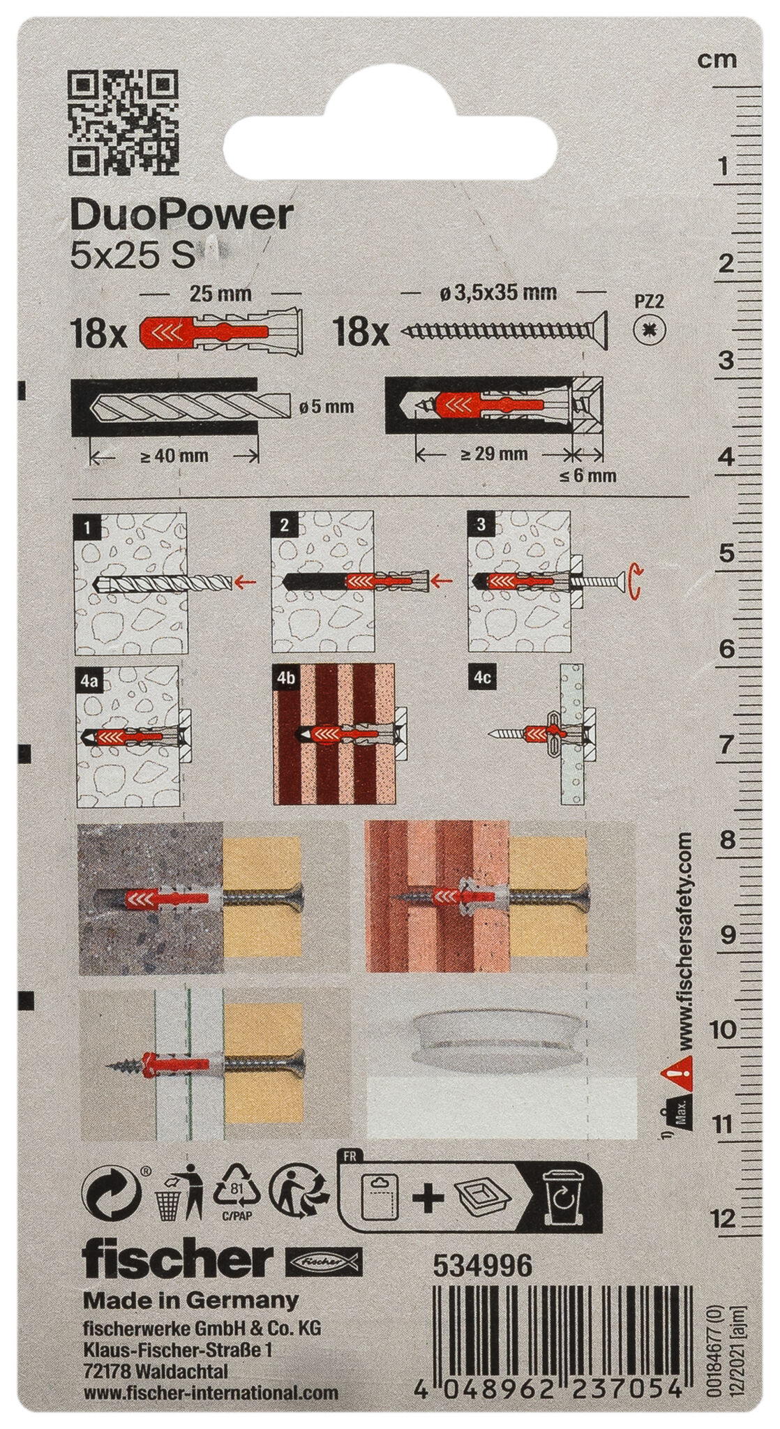 Packaging: "fischer DuoPower 5x25 met schroef"