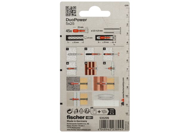 Verpackung: "fischer DuoPower 5 x 25"