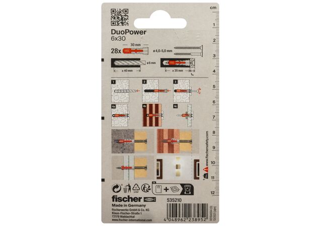 Packaging: "fischer DuoPower 6 x 30"