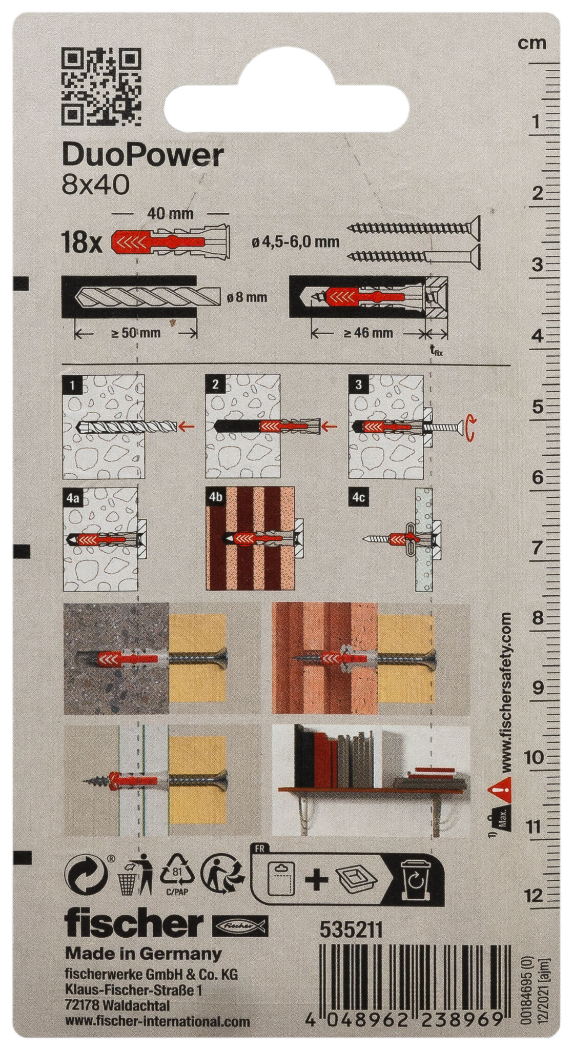 Verpackung: "fischer DuoPower 8 x 40"