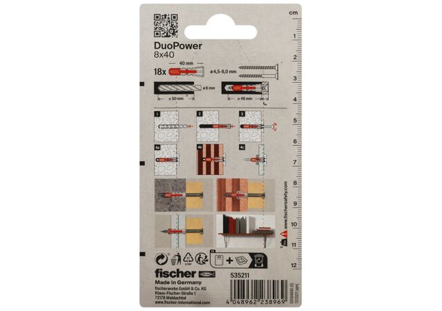 Packaging: "fischer DuoPower 8 x 40"