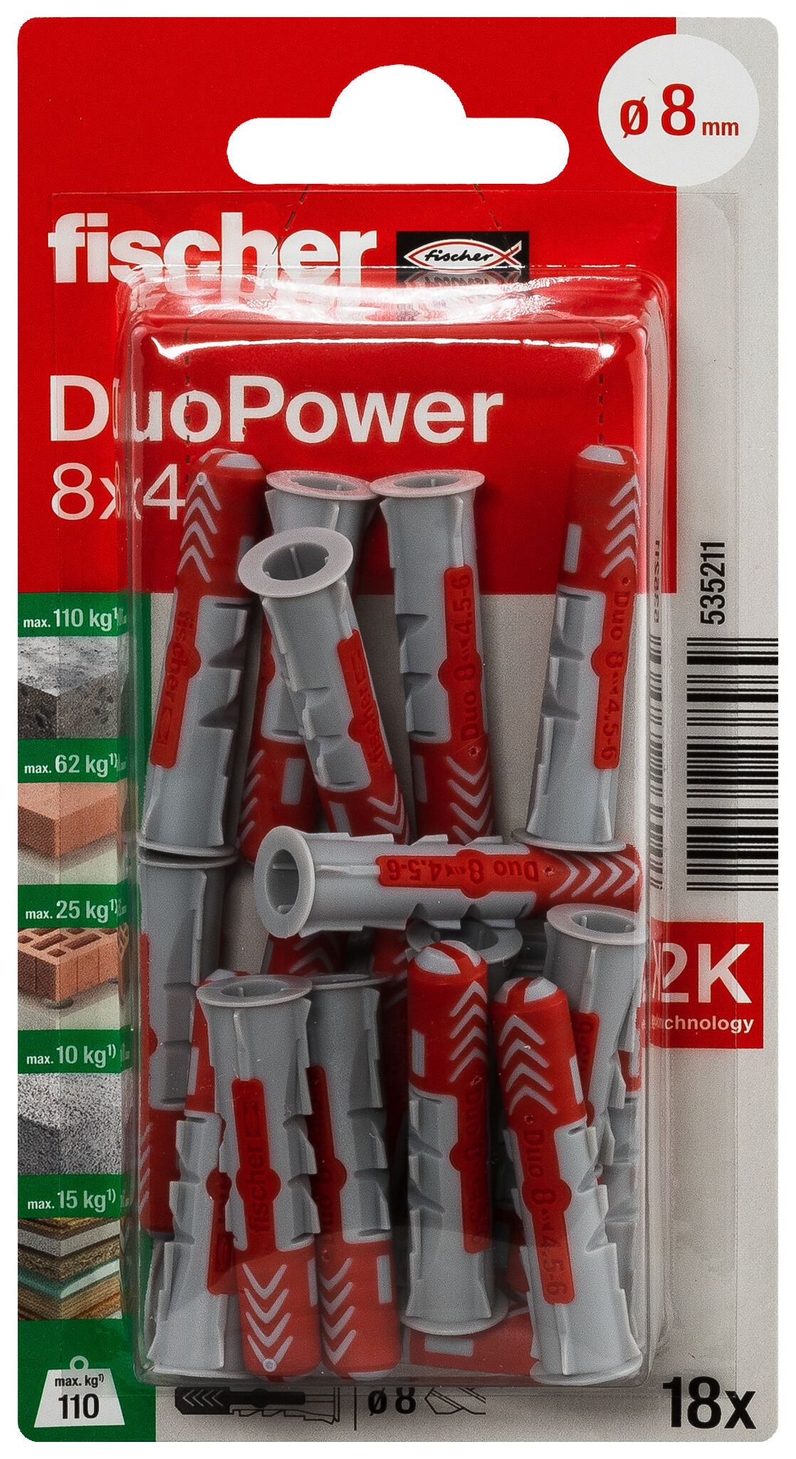 Verpackung: "fischer DuoPower 8 x 40"