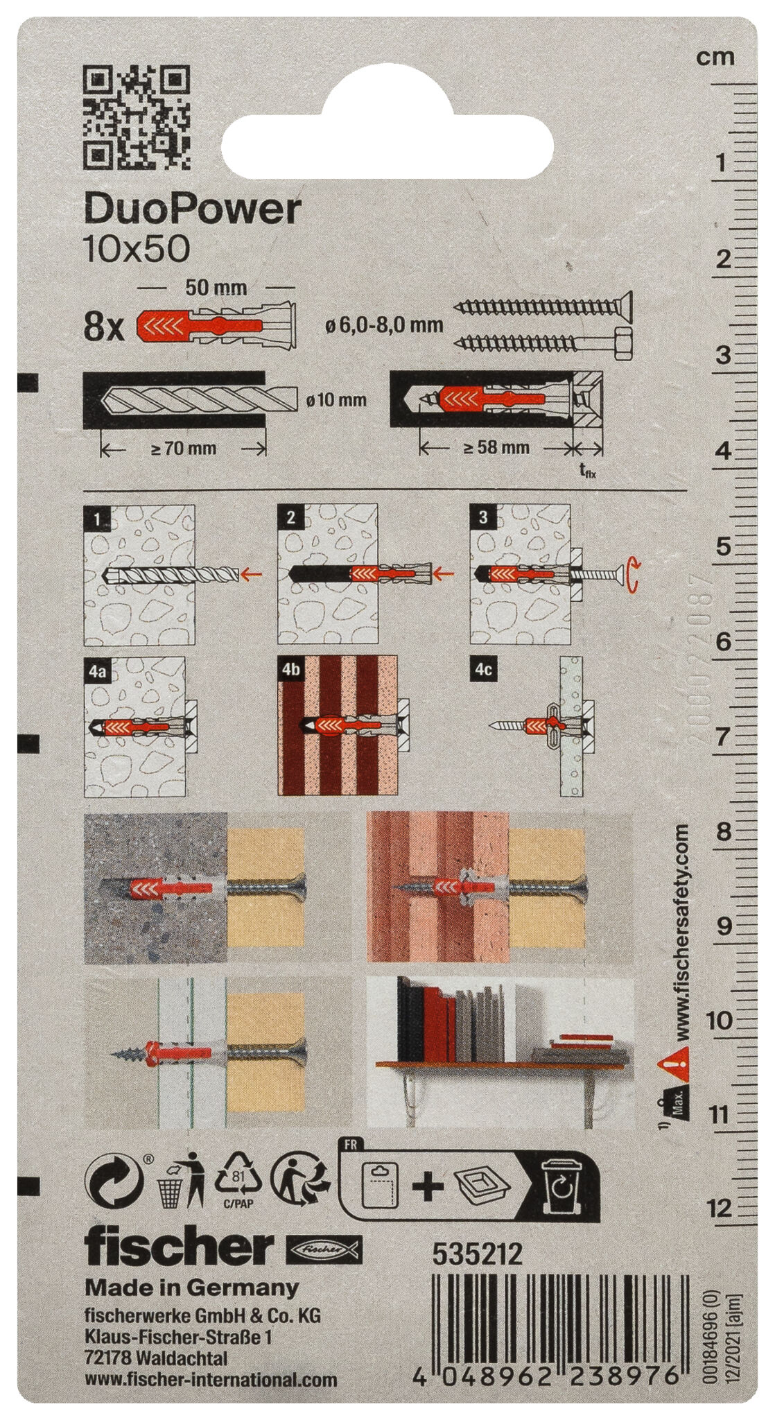 Verpackung: "fischer DuoPower 10 x 50"