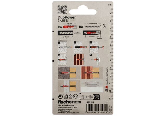 Packaging: "fischer DuoPower 5 x 25 S with screw"