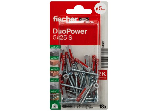 Packaging: "fischer DuoPower 5 x 25 S with screw"