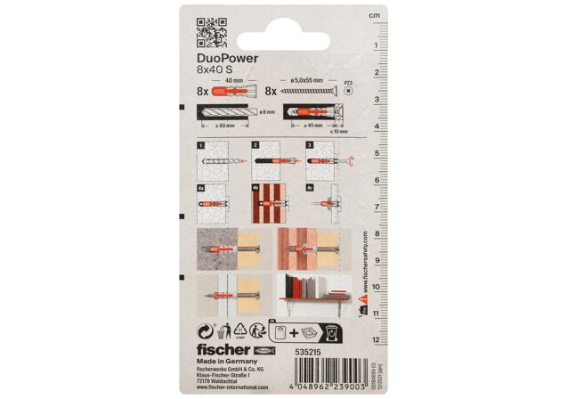 Packaging: "fischer DuoPower 8 x 40 S with screw"