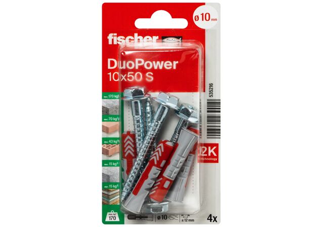 Packaging: "fischer DuoPower 10 x 50 S with screw"