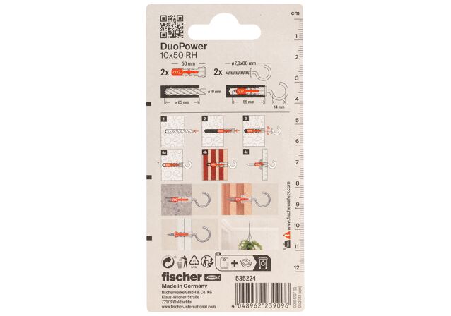 Packaging: "fischer DuoPower 10 x 50 RH with round hook"