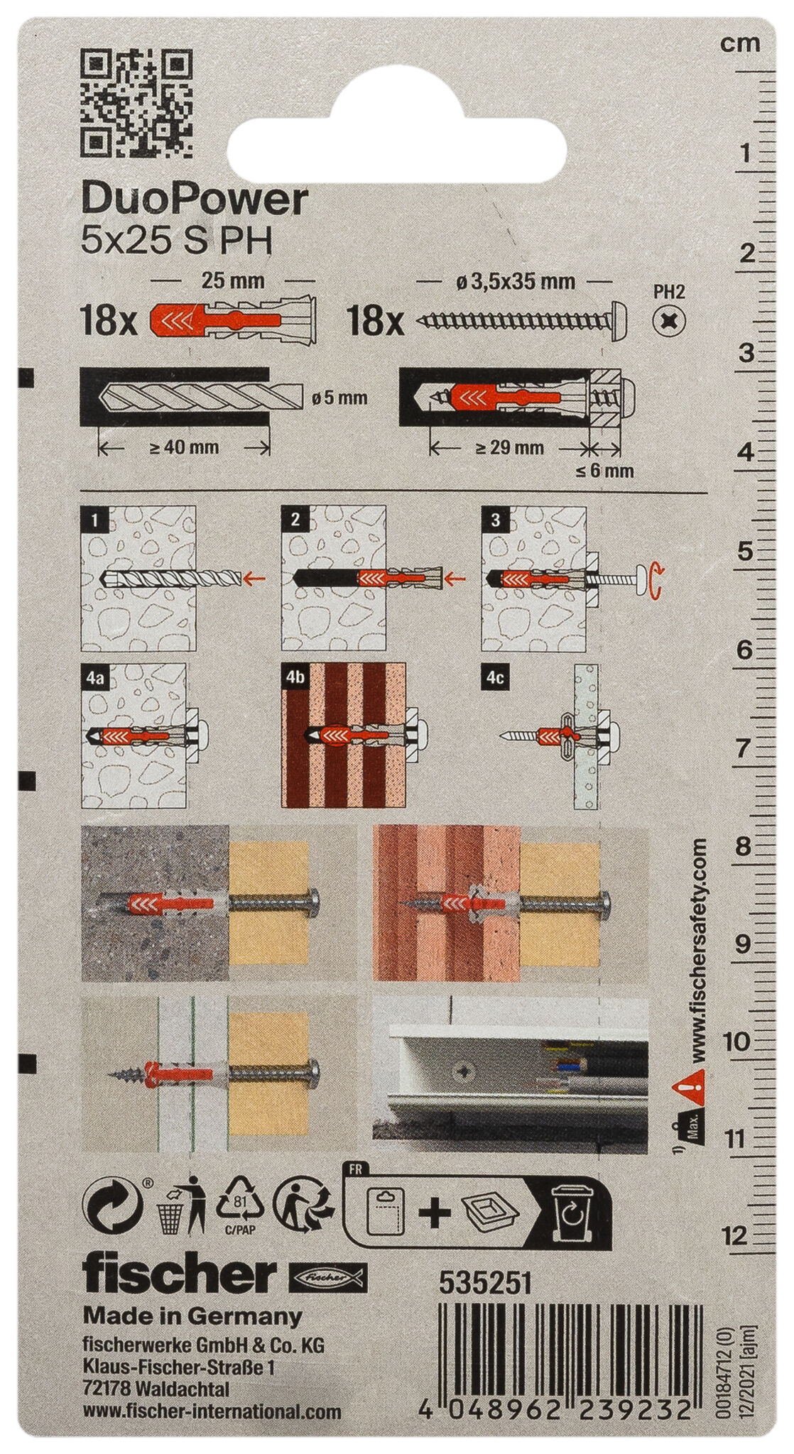 Verpackung: "fischer DuoPower 5 x 25 S PH"