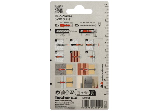 Verpackung: "fischer DuoPower 6 x 30 S PH"