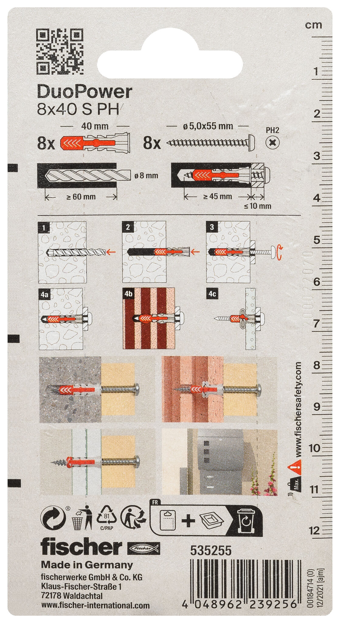 Verpackung: "fischer DuoPower 8 x 40 S PH"