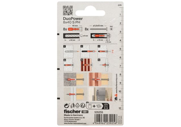 Packaging: "fischer DuoPower 8 x 40 S PH"