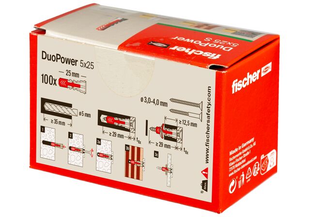 Packaging: "fischer DuoPower 5 x 25"