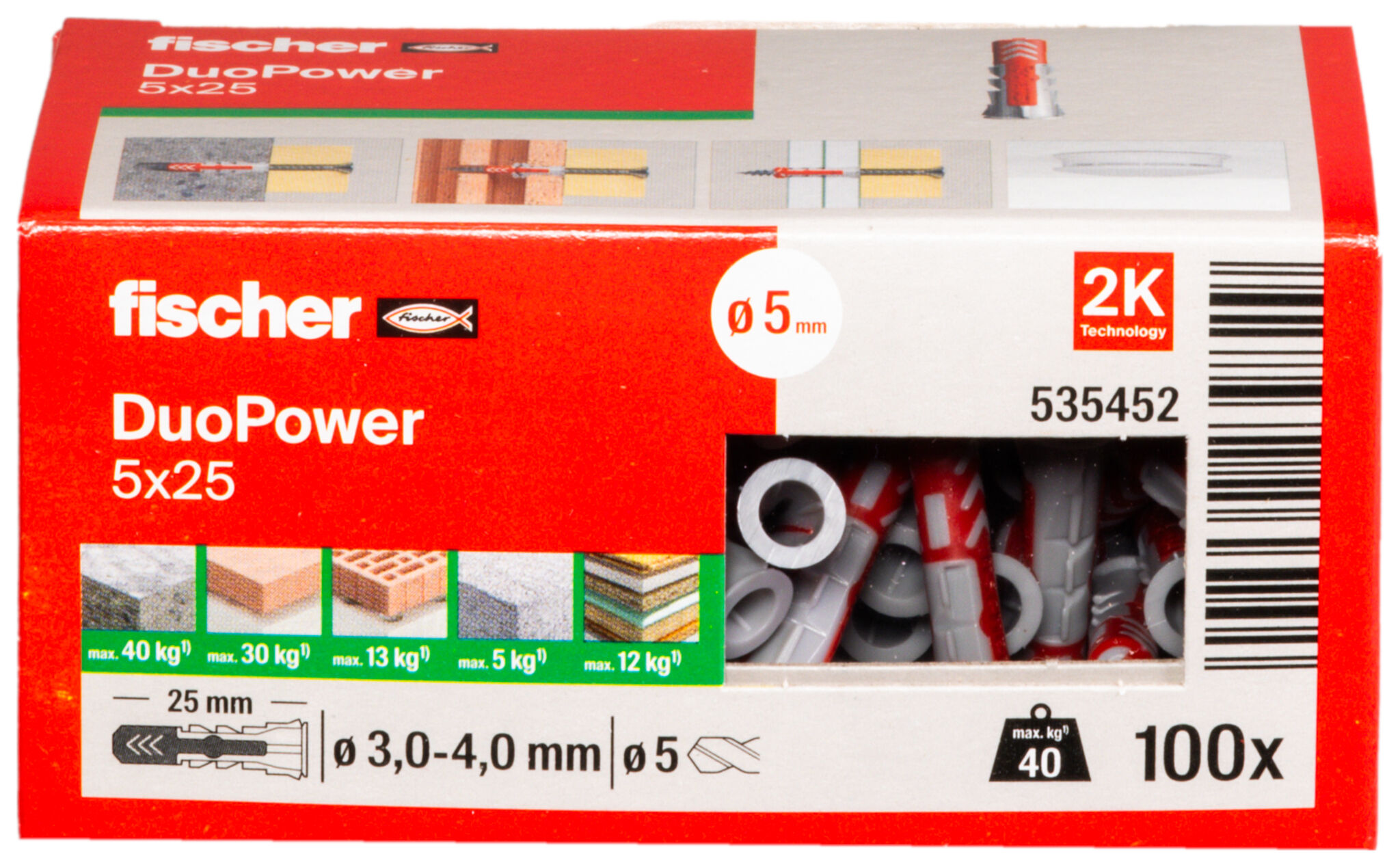 Packaging: "fischer DuoPower 5 x 25 LD"