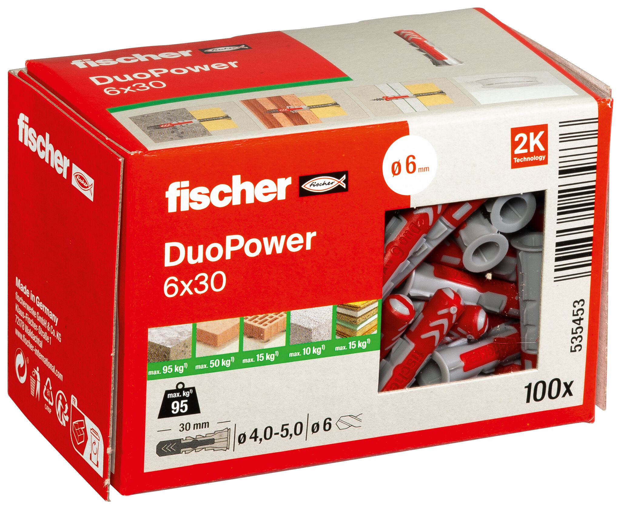 Verpackung: "fischer DuoPower 6 x 30"