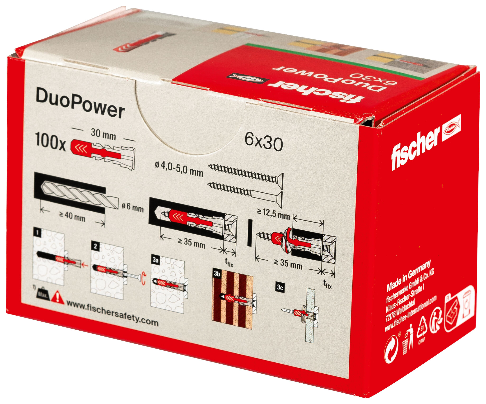 Verpackung: "fischer DuoPower 6 x 30"